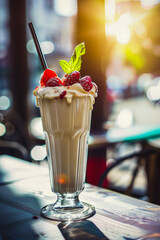 Background of natural smoothie of assorted fresh fruits