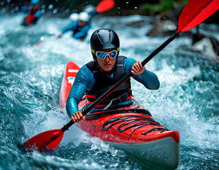 Whitewater kayaking competition