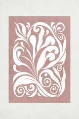 Fashionable illustration in vintage style. Pattern to print for wall decorations. Abstract botanical shapes. Generated by Ai	
