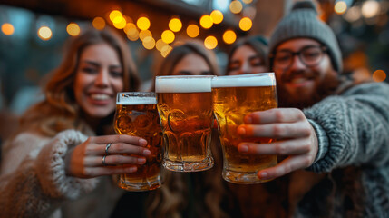 Friend Group  with Glass of beers