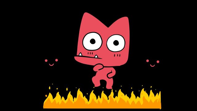 Animated Yama Dancing in Hell with Transparent Background