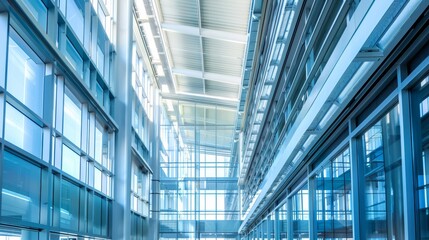 Metal details of an interior of modern office building 