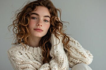 Young woman wear knitted sweater