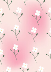 A pattern of flowers on a pink background.