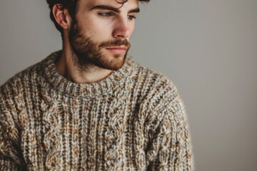 Fototapeta premium Young man in a knitted sweater