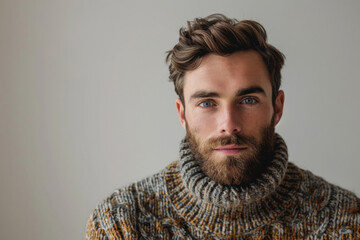 Man in a knitted stylish wool sweater