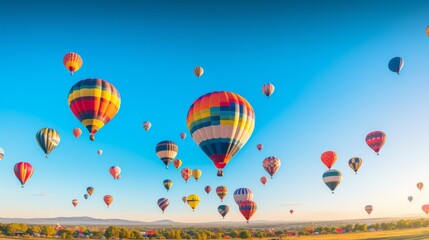 Obraz premium Festival Of Hot Air Balloons, A Kaleidoscope In The Sky. Generative AI