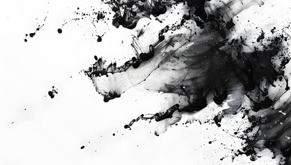 Obraz premium black watercolor splatters on a white background