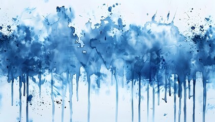 Fototapeta premium blue watercolor splatters on a white background
