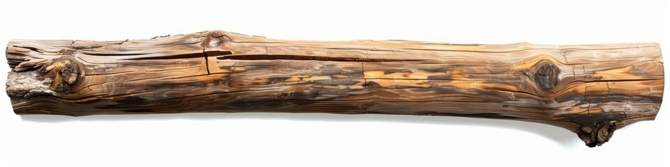wooden log isolated on a white background 
