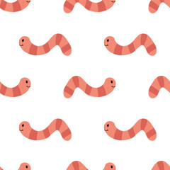 Kid Seamless Vector Pattern with Striped Worm. Creative background children for design, fabric, wrapping, textile, wallpaper, apparel. Flat illustration.