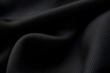 Naklejka premium Black Textured Fabric Close-Up Showcasing Intricate Weave And Shadows. Generative AI