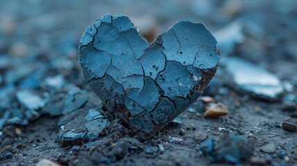 Fototapeta premium Heart-shaped Broken Glass Piece on Ground