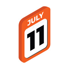 July 11- Calendar day, date Icon vector illustration with isometric style. Important day of the month concept vector sign.