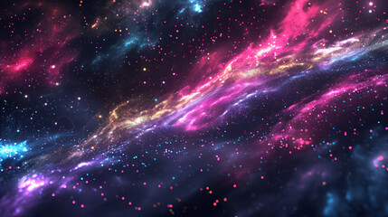 Fototapeta premium Space scene with planets, stars and galaxies, Panorama. Horizontal view for a glass panels. Template banner,Space bright fantasy abstract background