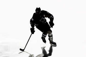 Fototapeta premium silhouette of a ice hockey player with hockey stick
