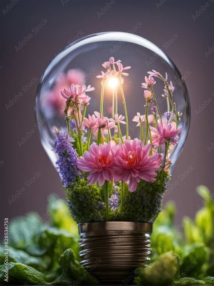 Sticker bulb with flowers