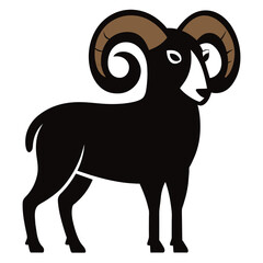 Solid color Bighorn Sheep animal vector