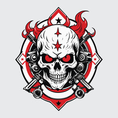 Fototapeta premium demon skull Hand Drawn retro Motorcycle Club