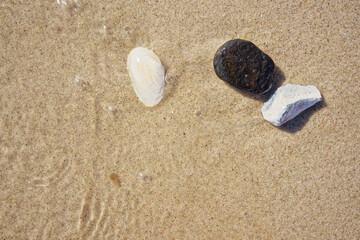 Scenic view of stones on South beach, Fehmarn Island, Baltic Sea, Germany