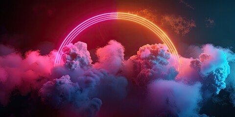 Obraz premium Neon Rainbow Over Glowing Clouds