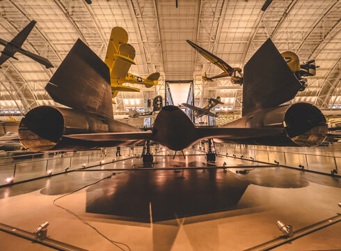 Lockheed Martin SR71 spy plane sitting in a museum outside Washington, DC