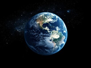 Obraz premium Earth in Space with Starry Background. Generative ai