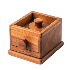 Elegant handcrafted wooden box with lid and drawer, perfect for storage or decorative use in any home or office setting.