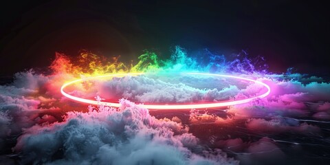 Colorful Smoke Ring in Dark Atmosphere