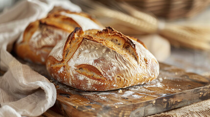 Close-Up of Freshly Baked Artisan Bread