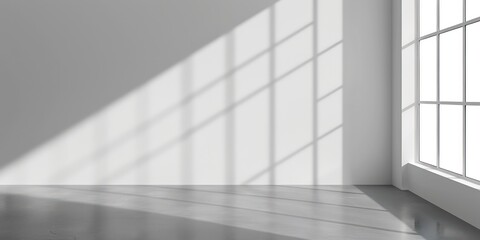 Fototapeta premium White empty wall with casting shadow light 