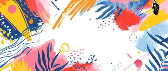 Energetic Doodle Print Border for Sporty Background with Copyspace