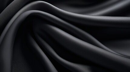 Fototapeta premium Luxurious Black Satin Fabric, Elegance In Textile Design And Fashion. Generative AI