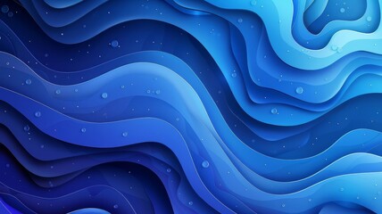 Blue Abstract Background With Waves and Bubbles