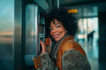 Woman in Brown Jacket Holding Phone