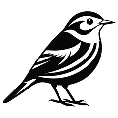 Solid color Black and White Warbler animal vector