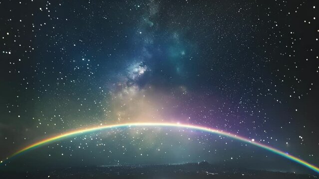 The stars le in the background as a moonbow spreads across the sky a mystical bridge between the earthly and celestial realms.
