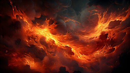 Fire background, intense fire line with realistic flames and chaotic movement - intricate digital illustration
