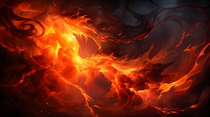 Fire background, intense fire line with realistic flames and chaotic movement - intricate digital illustration
