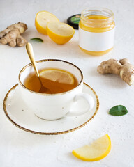 Refreshing lemon juice and ginger tea, a perfect morning beverage