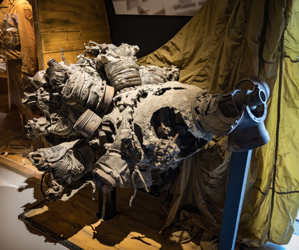 The remains of the star radial engine of World War II Republic Aviation P-47 Thunderbolt aircraft