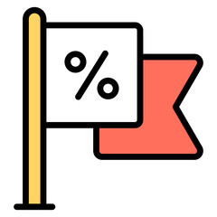 A flat design icon of discount flag

