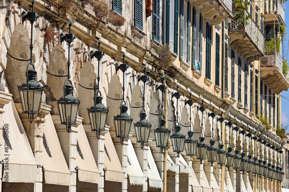 Wall mural Famous lantern Liston square Kerkyra Corfu island Greece