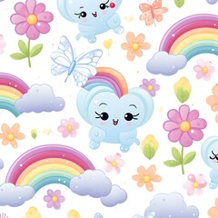 rainbow and butterflies