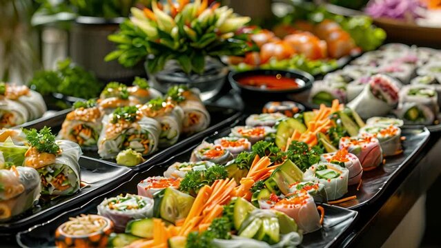 Guests can customize their own rice paper rolls at the DIY station choosing from an array of fresh fillings and tangy sauces.