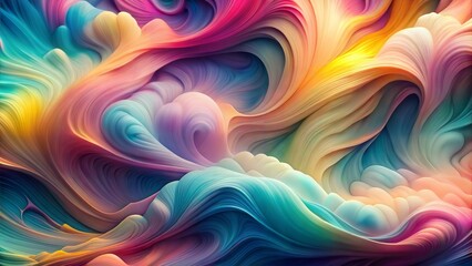 Obraz premium Abstract and fluid blend of pastel colored paint strokes. Fluid motion of large strokes. 3D illustration. Matte. Saturated. Dreamlike.