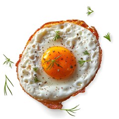 Fried egg over medium on white background