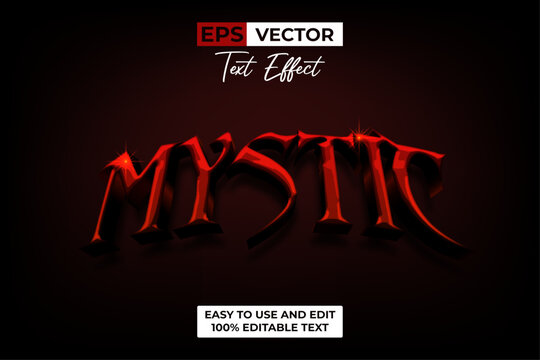 Mystic Red Shiny Text Effect Style Vector.