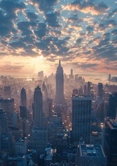 New York City Skyline Panoramic Sunset
