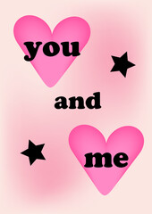 Illustration of hearts on a pink background.